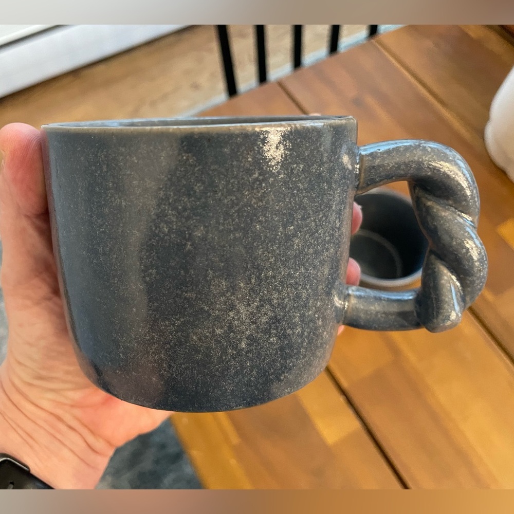 Accent Decor Early Morning Stoneware Mug with twisted handle - set of 2